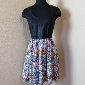 BCNU Faux Leather Sleeveless Print Dress M